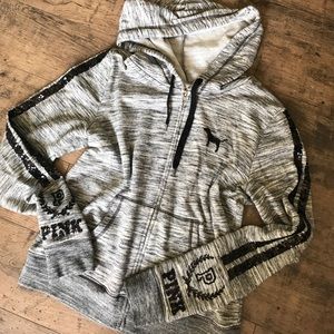 Like new sequin Victorias Secret pink large hoodie